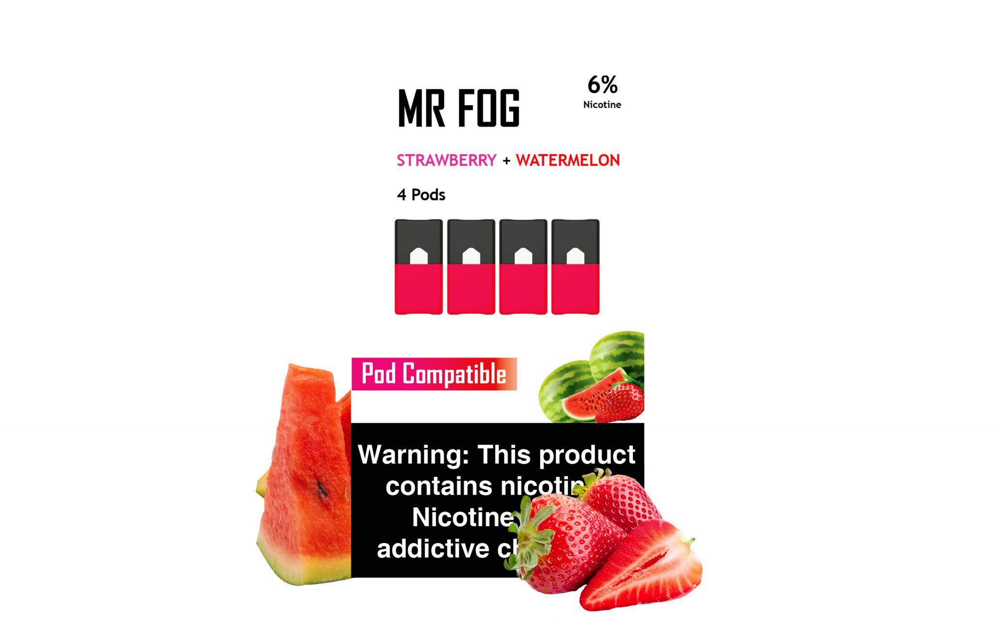 MR FOG PODS PACK OF 4 STRAWBERRY + WATERMELON Mr